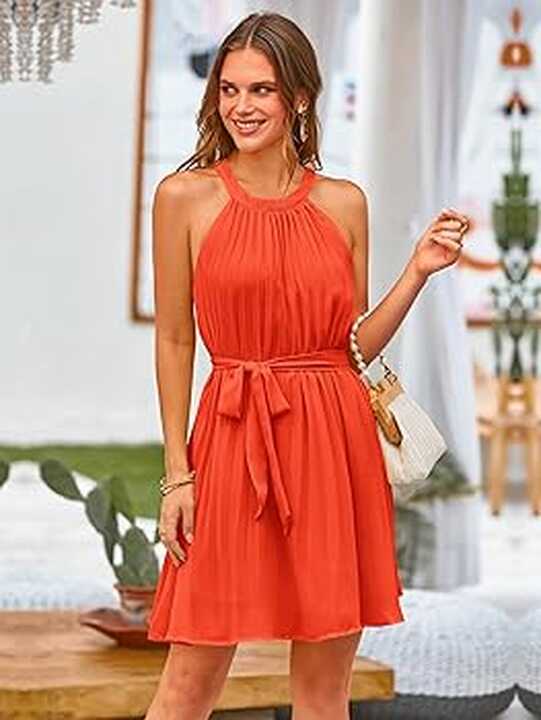 Buy PRETTYGARDEN Women&#39;s Cute Halter Neck Sleeveless Mini Dress ...