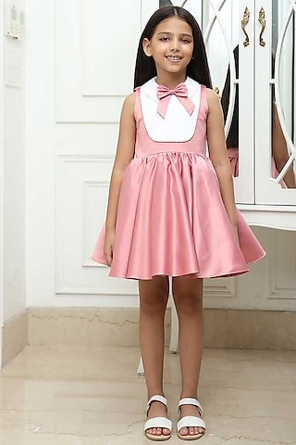 Buy Pink Satin Dress for 7-8 Year Girls Online from Indian Luxury ...