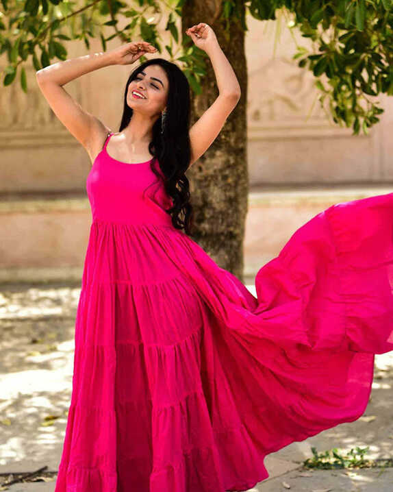 Buy Pink Tier Dress with Jacket Online in India