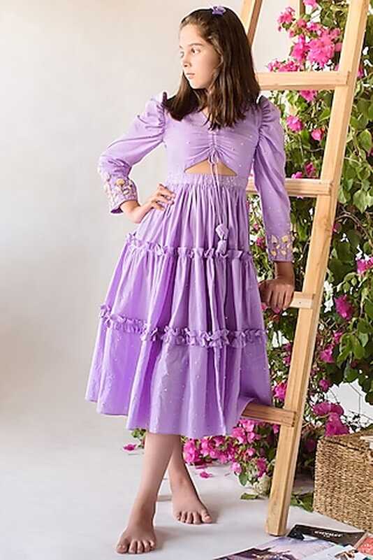 Buy Purple Tiered Dress for 13-14 Year Girls Online from Indian ...