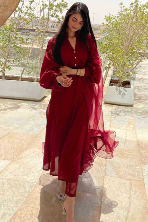 Buy Ready to Wear Red Plain Salwar Kameez Online for Women in Malaysia