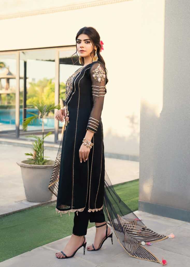 Buy Readymade Black Partywear Suit Online in Dubai | SALWAR MAHAL