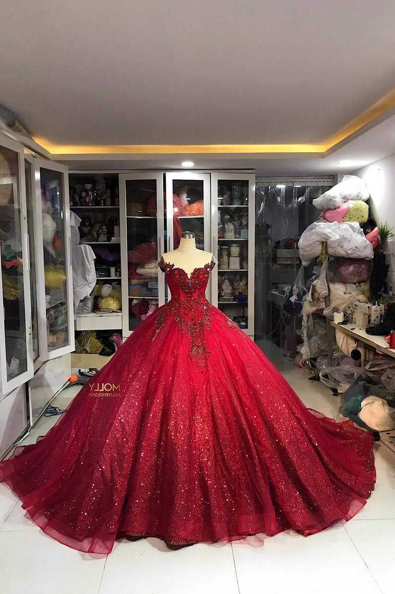 Buy Red Dress Sparkly Ballgown Evening Dress Prom Dress Colors ...