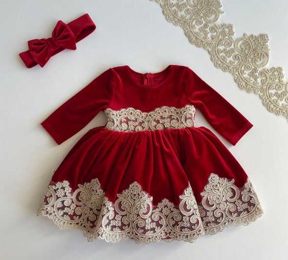 Buy Red Velvet Dress, Baby Girl Dress, Velvet Baby Girl Dress ...