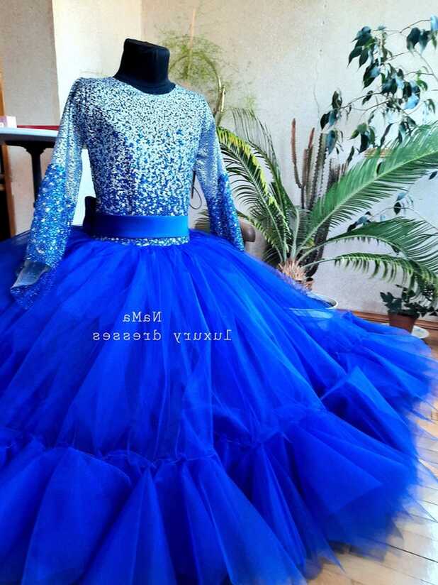 Buy Royal Blue Girl Dress Ombre, Flower Girl Dress Sequin, Pageant ...