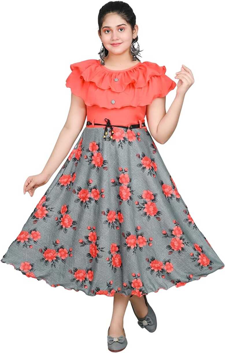 Buy SFC FASHIONS Girls Cotton Casual Knee Length Frock Dress ...