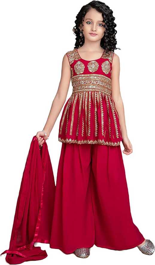 Buy SGF11 Girls Georgette Readymade Embroidery Sharara Suit for ...