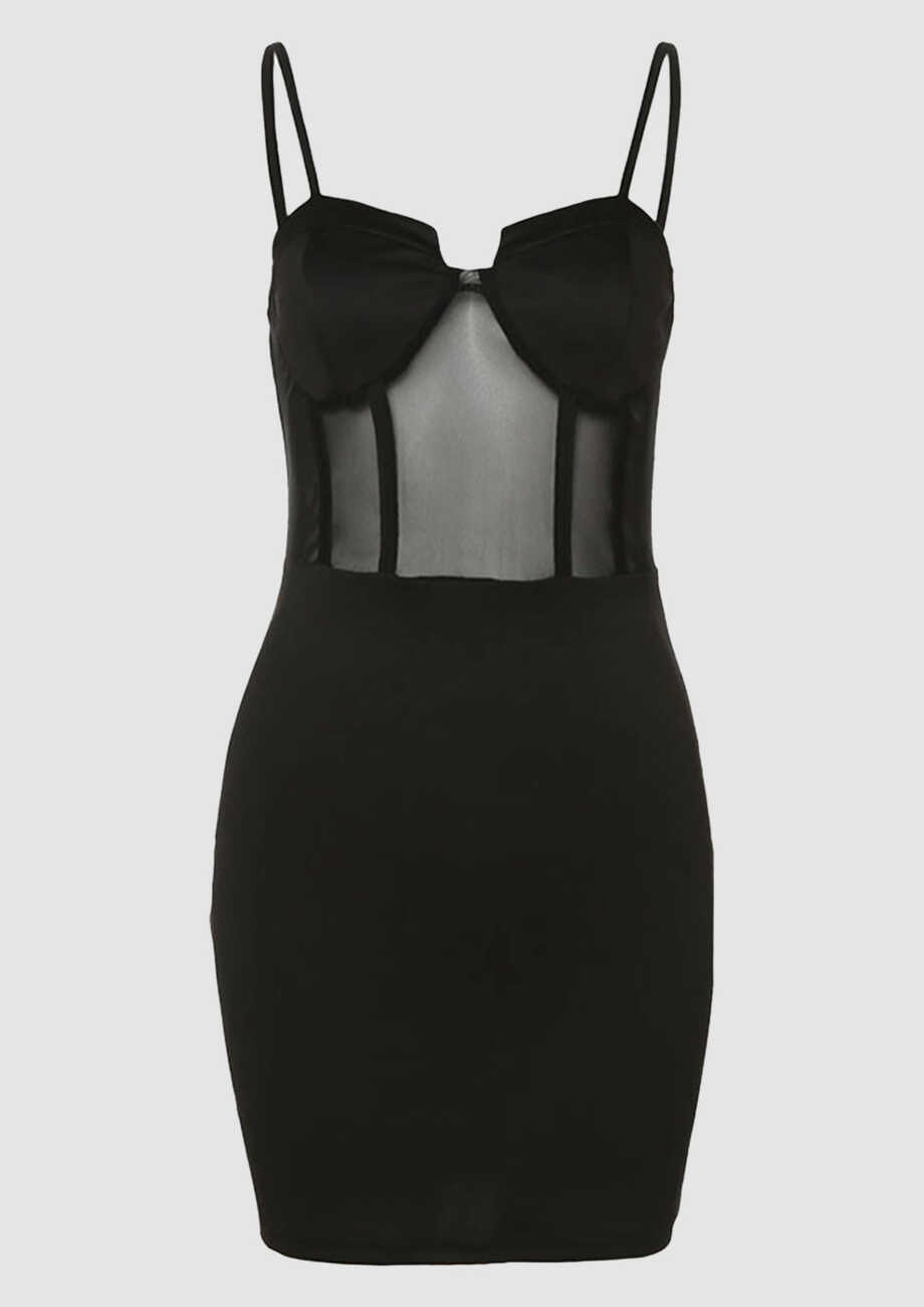 Buy SPAGHETTI STRAP ALL BLACK BODYCON SHORT DRESS for Women Online ...