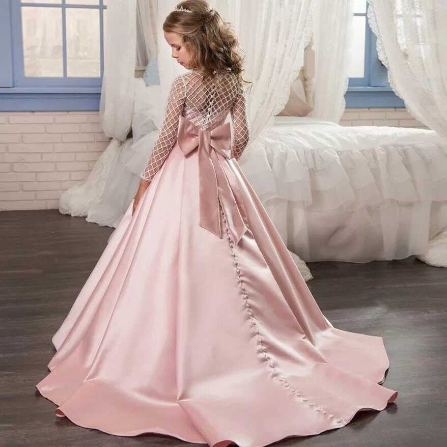 Buy Satin Princess Flower Girl Dress - Pink - Fabulous Bargains Galore