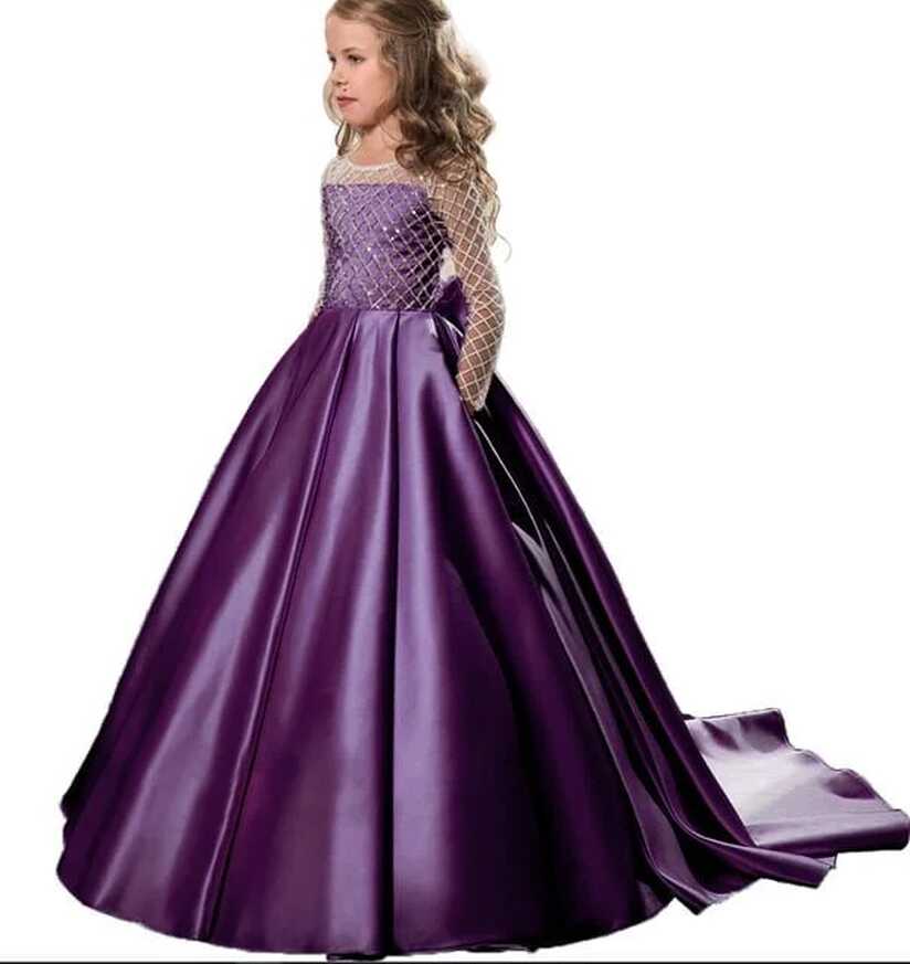 Buy Satin Princess Flower Girl Dress - Purple - Fabulous Bargains ...