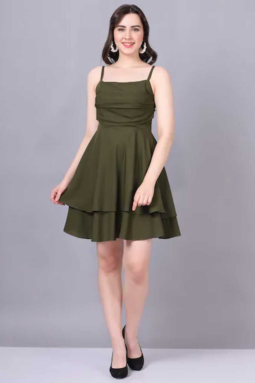 Buy She 18 Green Colour Knee Lenth Womens Western Wear Dress ...