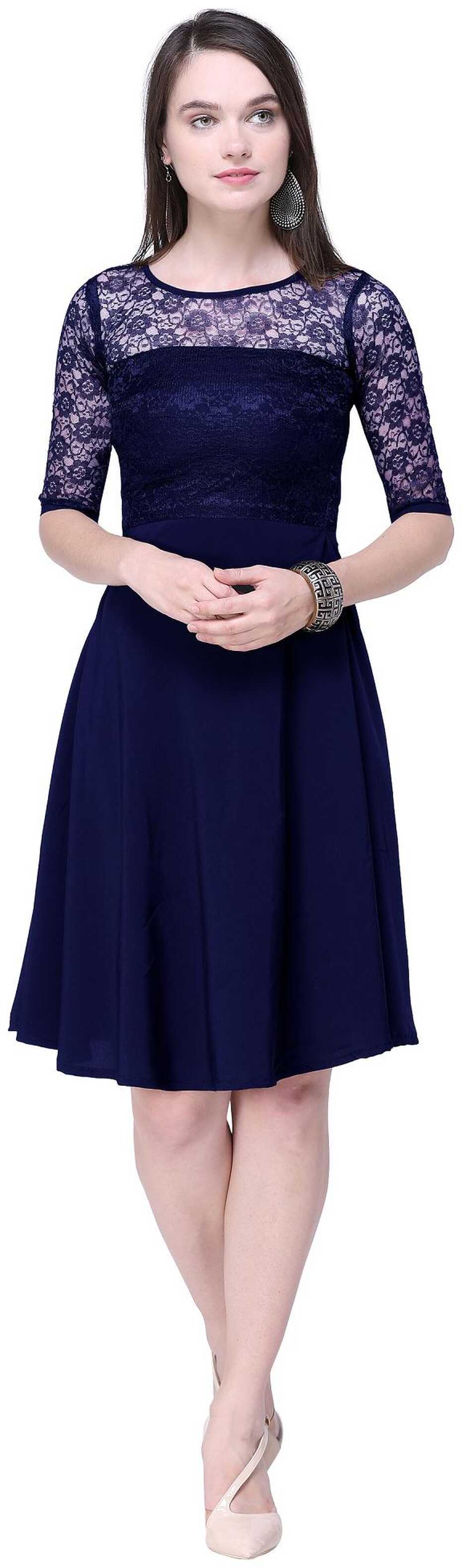 Buy Shivam Creation Blue Solid A-line dress Online at Low Prices ...