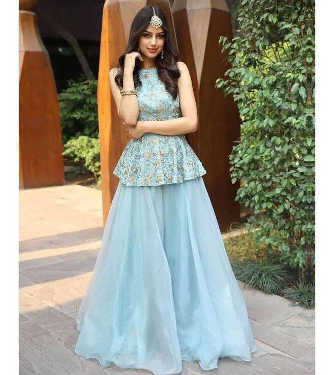 Buy Sky Blue Indian Designer Party Wear Gown Exclusive Evening ...