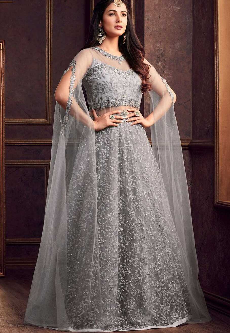 Buy Sonal Chauhan Grey color net wedding anarkali in UK, USA and ...