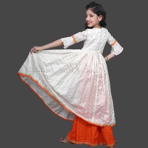 Buy Stunning Bright Orange Palazzo Gown for Kids Online