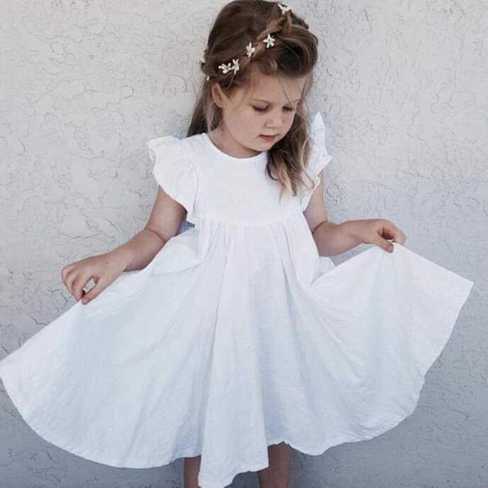 Buy Toddler Baby Girl Dress Summer Cotton Linen Ruffle Halter ...