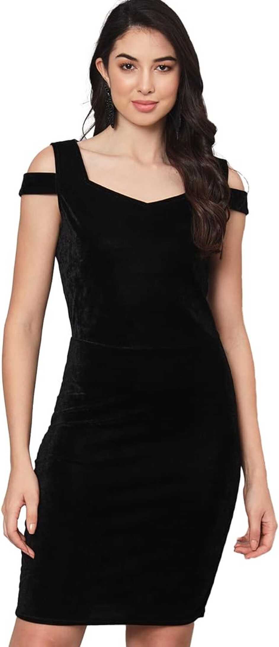 Buy Vaararo Party Dress for Women One Piece Bodycon | Shiny Velvet ...