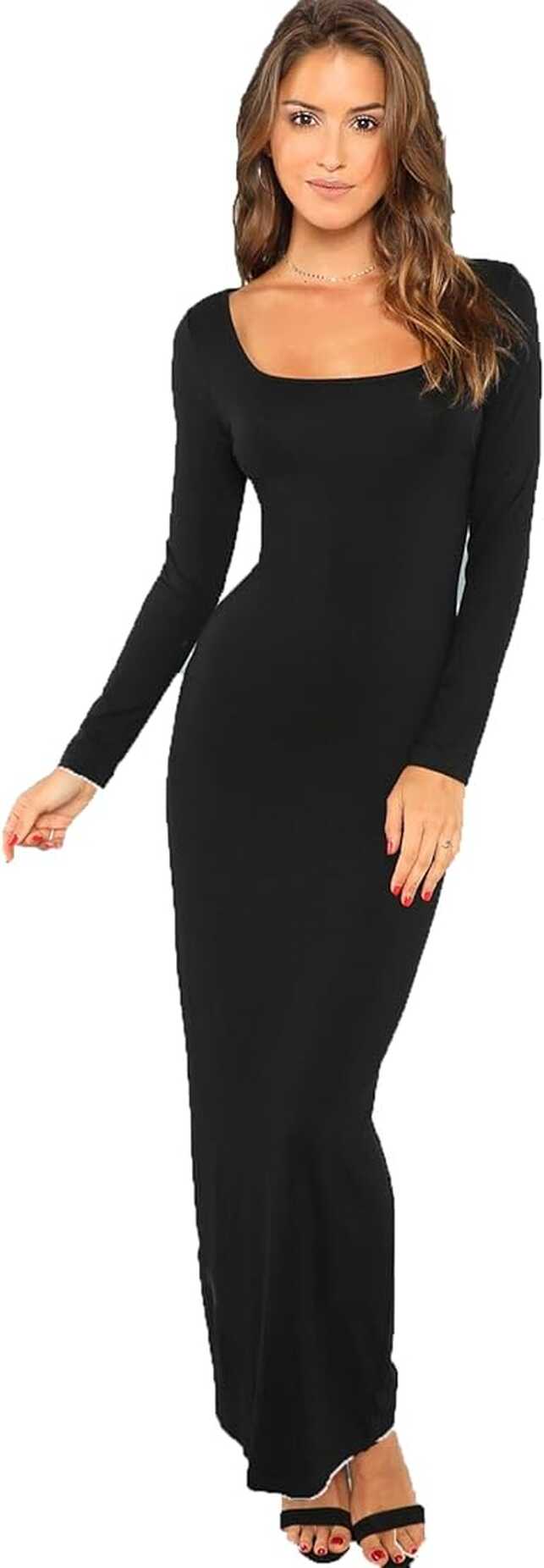 Buy Verdusa Women&#39;s Long Sleeve Square Neck Bodycon Maxi Long ...