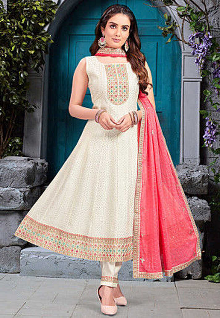 Buy White Anarkali Salwar Suits Online | Latest Designs &amp; Looks