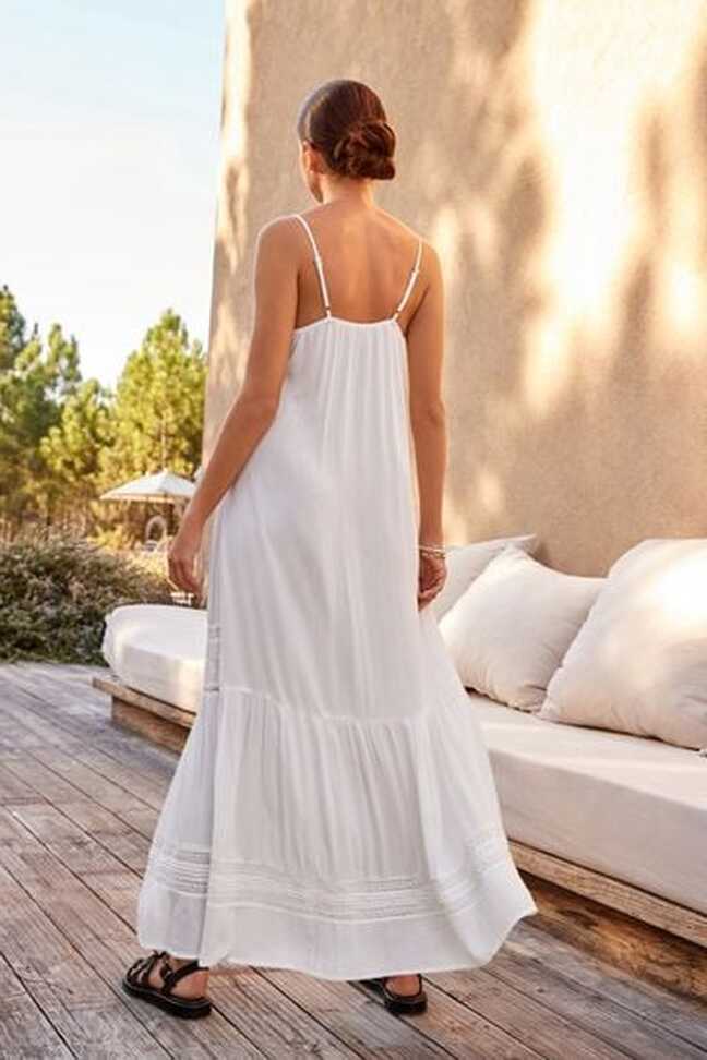 Buy White Embroidered Strappy Maxi Summer Dress from Next Germany