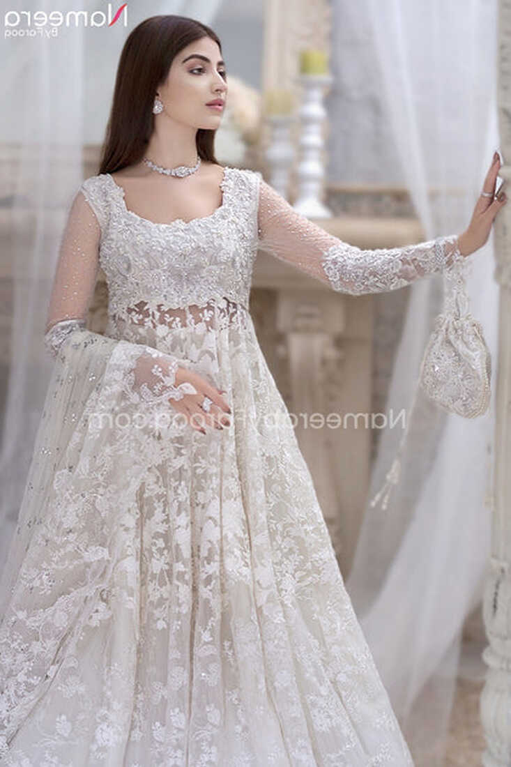 Buy White Lehenga for Walima with Long Maxi Online #BR163 ...