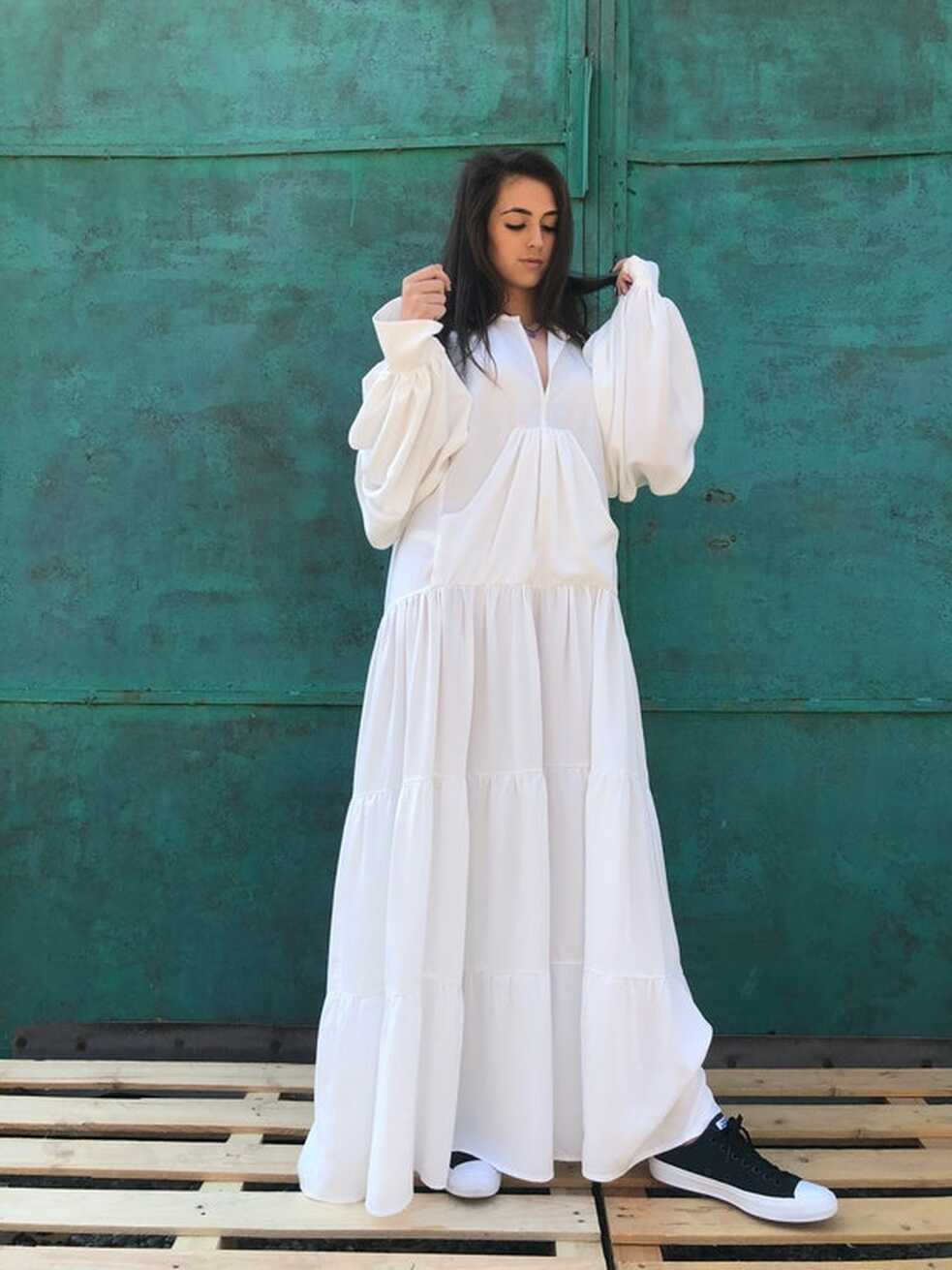 Buy White Maxi Dress, Maxi Dress, Long Sleeves White Dress, Summer ...