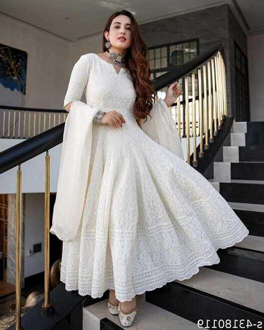 Buy Women&#39;s Georgette Anarkali Kurta (White Color_Anarkali kurta ...