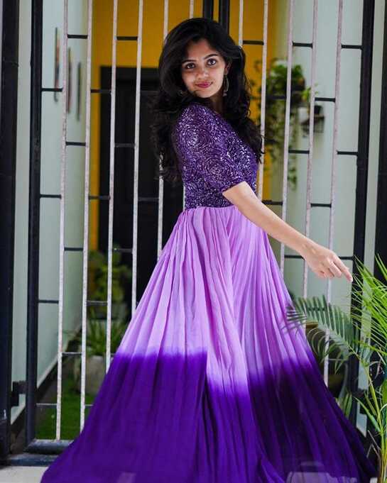 Buy Women&#39;s Purple color Georgette Traditional Sequenned Long Gown ...