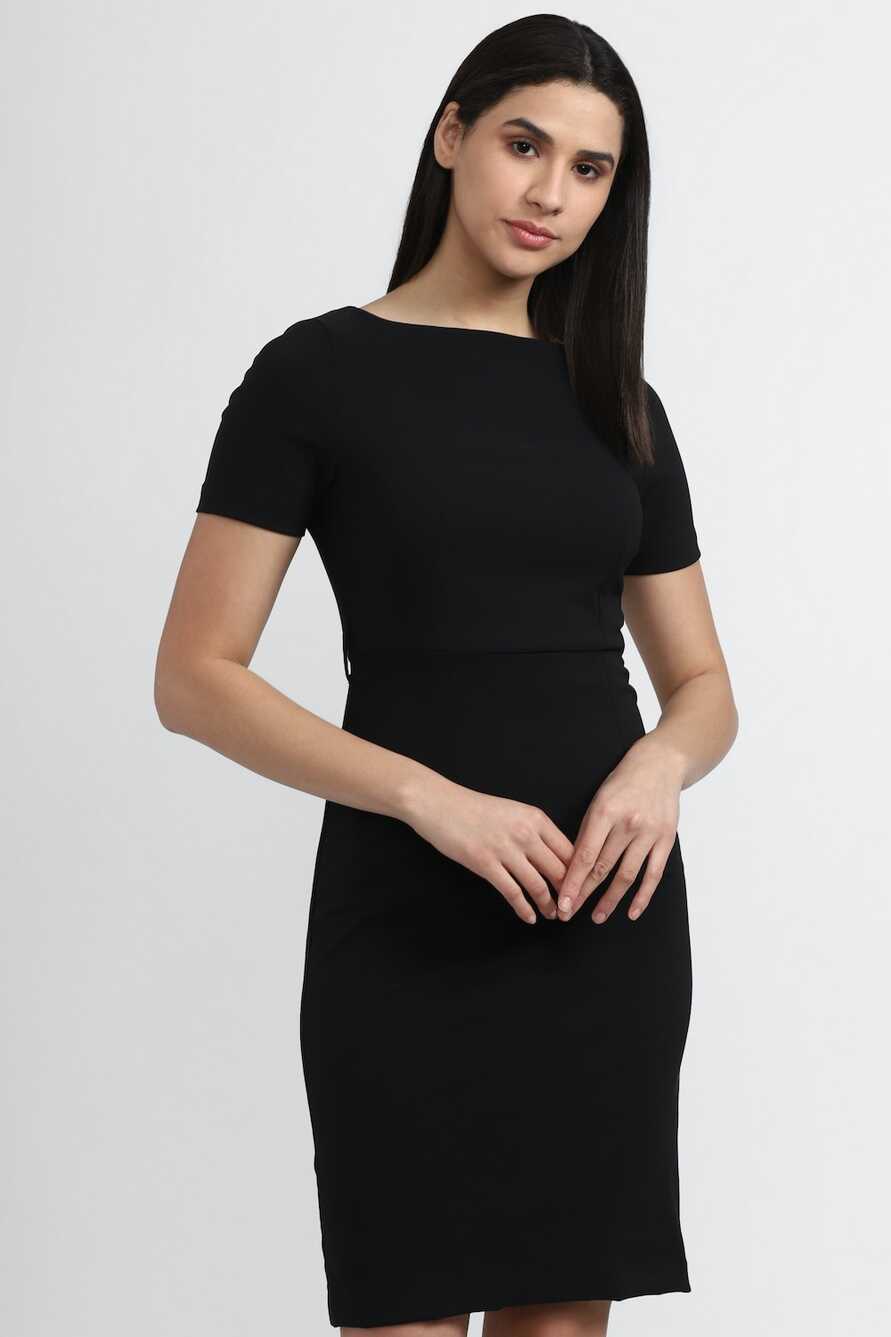 Buy Women Black Solid Knee Length Casual Dress Online - 815933 ...