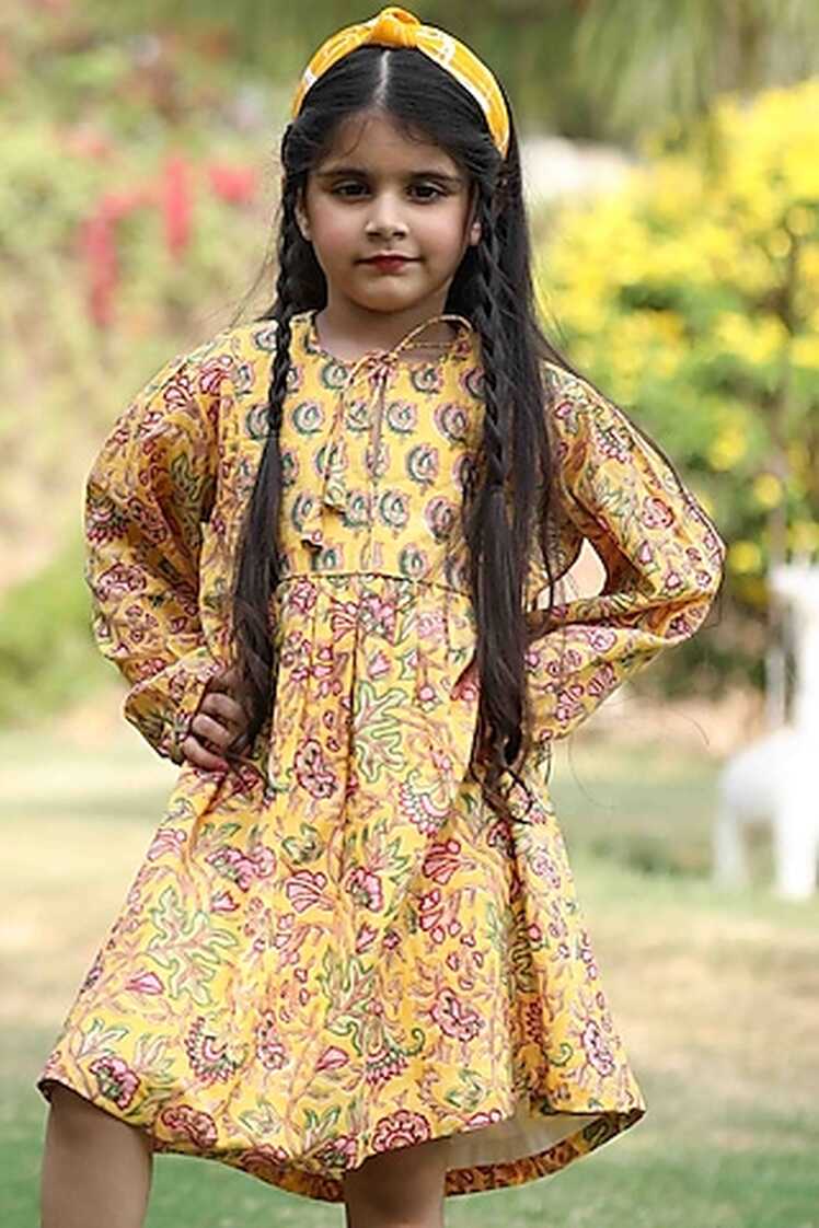 Buy Yellow Printed Mini Dress for 11-12 Year Girls Online from ...