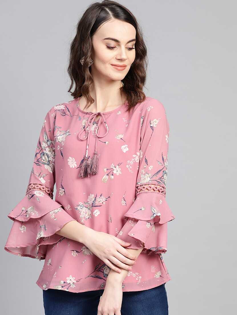 Buy online Bell Sleeved Floral Top from western wear for Women by ...