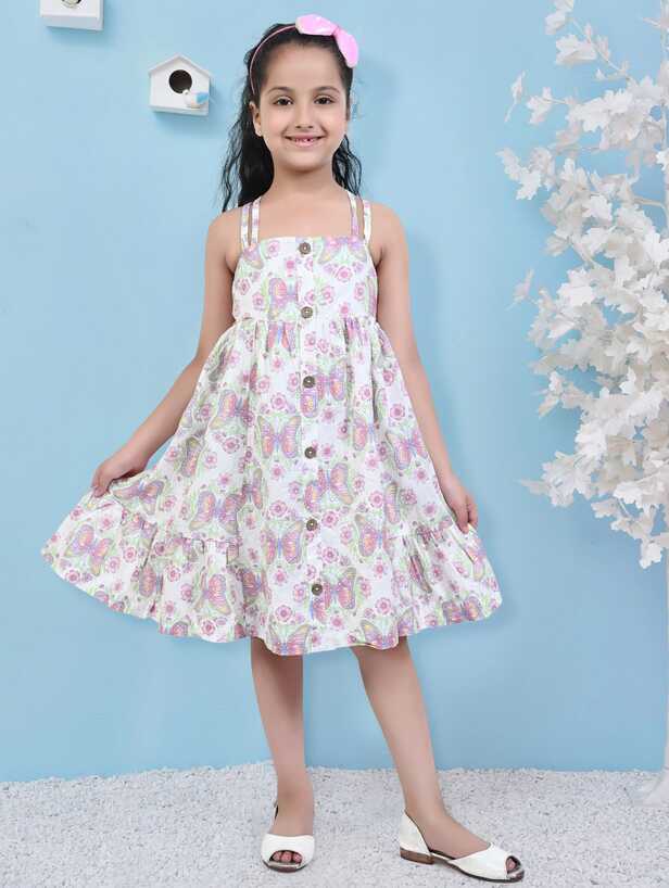 Buy online Girls Shoulder Strap Sleeveless Frock from girls for ...