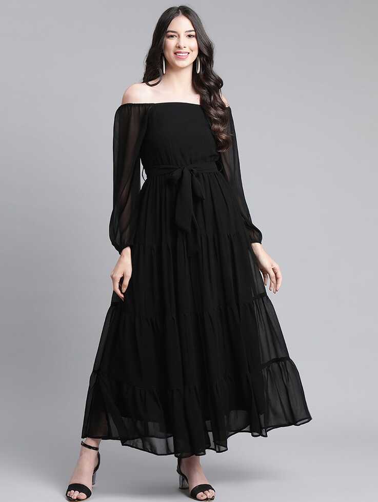 Buy online Women&#39;s Tiered Dress Solid Dress from western wear for ...