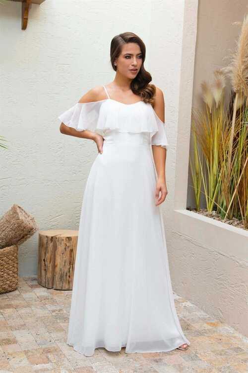 CARMEN Ecru Strappy Long Wedding Dress and Outdoor Shooting Dress ...