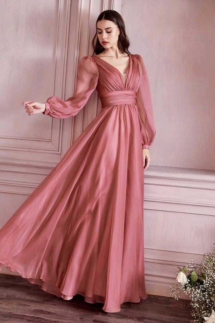 CD 0192 Size 16 Long A Line Chiffon Long Sleeve Mother Of Dress ...