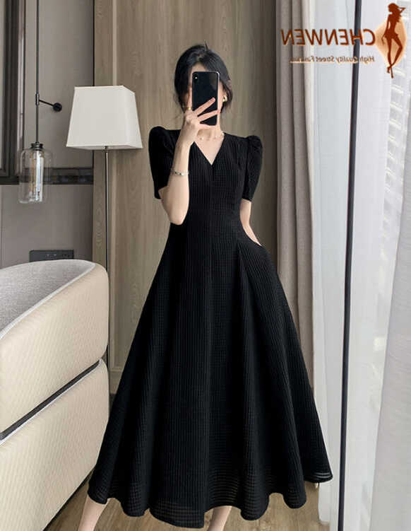 CHENWEN Women Elegant V-neck Evening Party Black Dresses 2023 ...