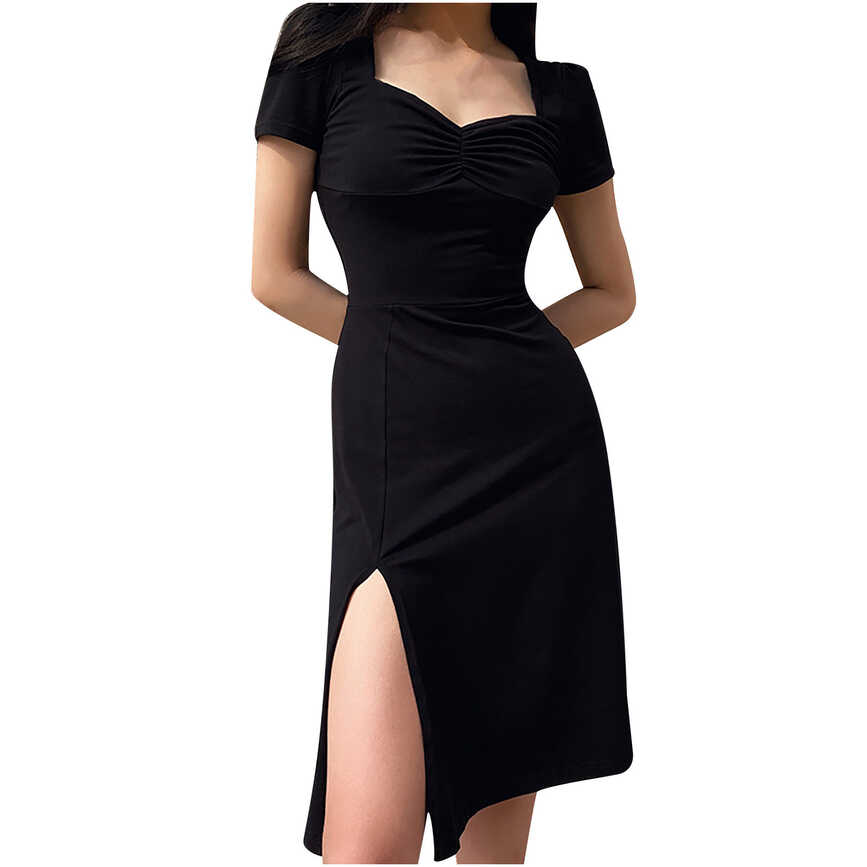 CLEARANCE Summer Dress for Women Black Flowy Dresses 2023 Casual ...