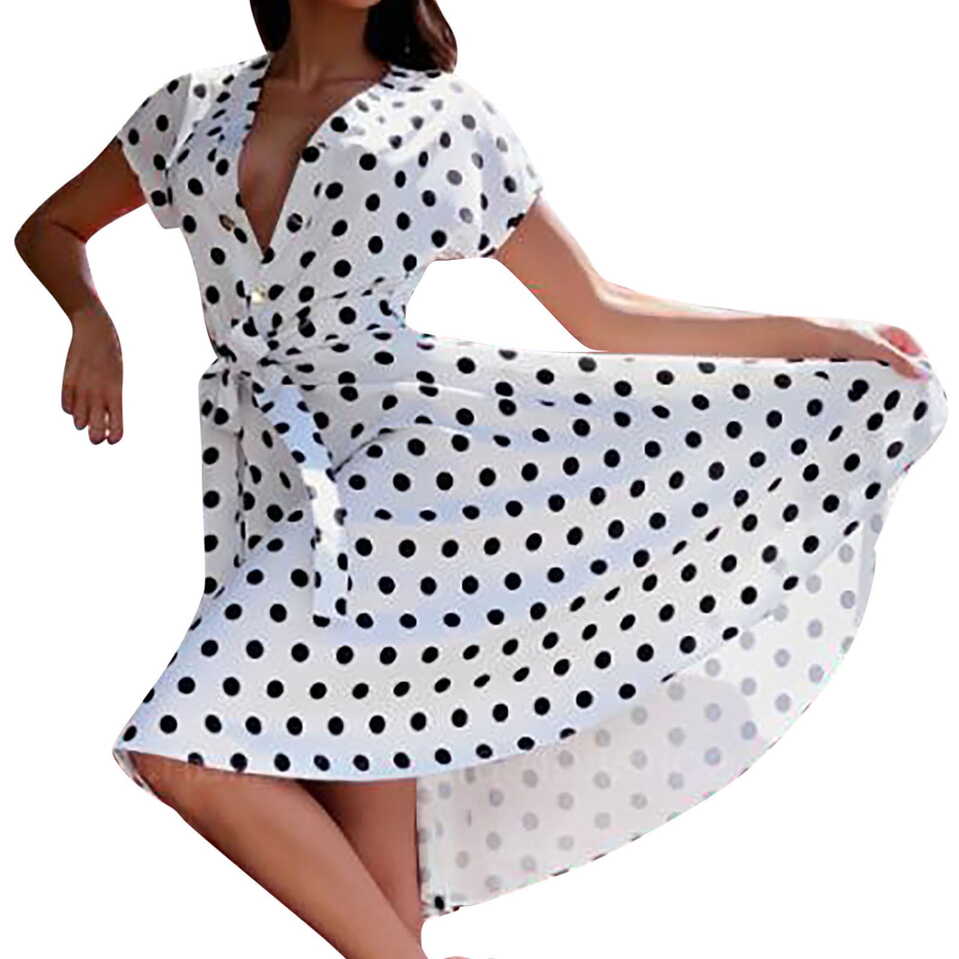 CLEARANCE Summer Dress for Women Dresses Short Sleeve Polka Dot ...