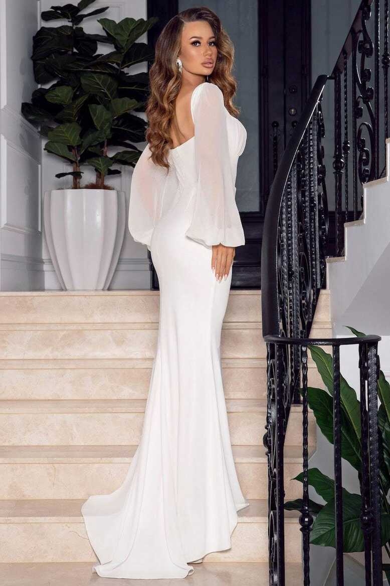 Candy White Evening Dress | Evening Dresses – D&amp;D Clothing