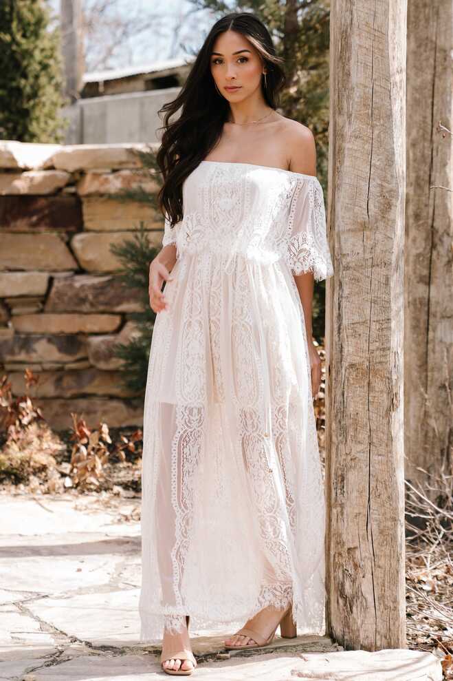 Caroline Lace Maxi Dress | Off White | Baltic Born