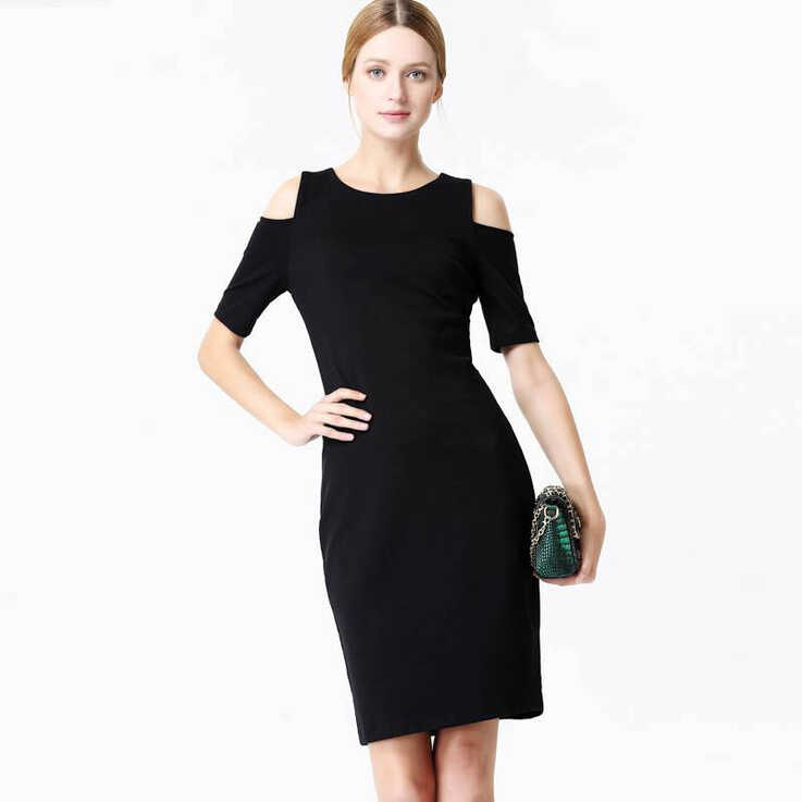 Casual Bodycon Dress - Black - KAPADAA.COM