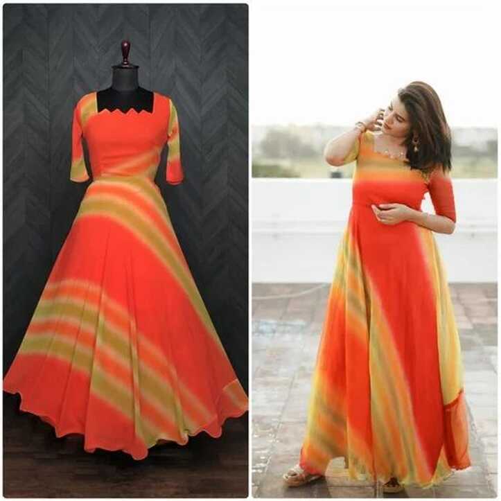 Casual Georgette Orange Indo Western Maxi Dress at Rs 1850/piece ...