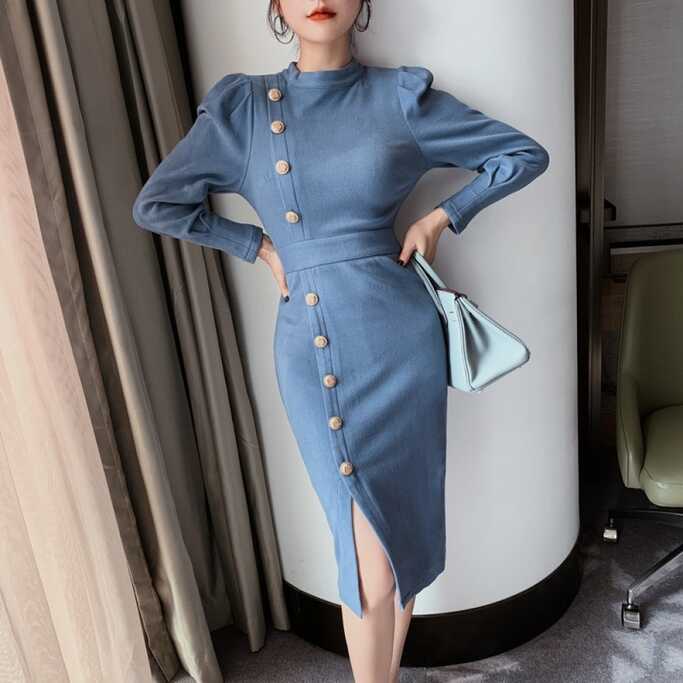 Casual Outfit Ladies Long Sleeve Bodycon Dress - Tailor Shop Dubai