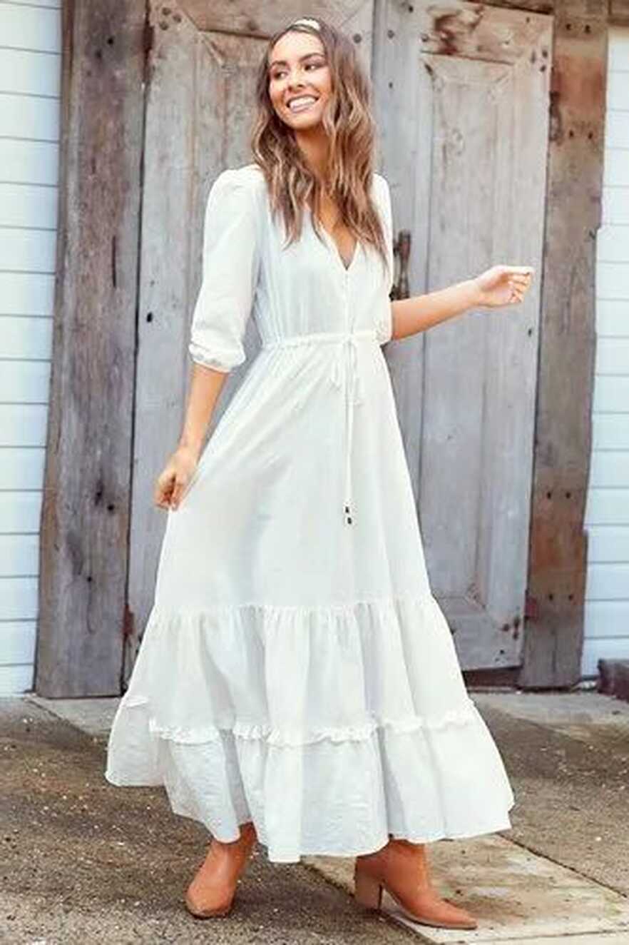 Casual White Long Maxi Full Sleeve Dress at Rs 900/piece in Jaipur ...