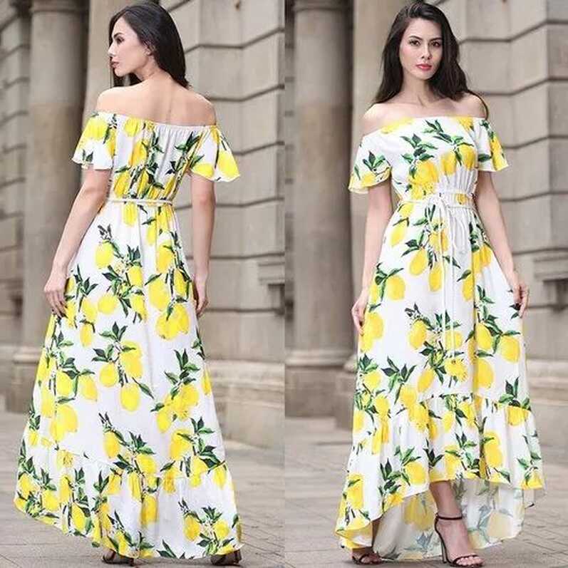 Casual YELLOW Off Shoulder Floral Maxi Dress at best price in New ...