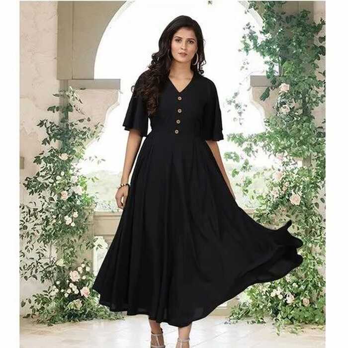 Casual womens black maxi dress at best price in Surat | ID ...