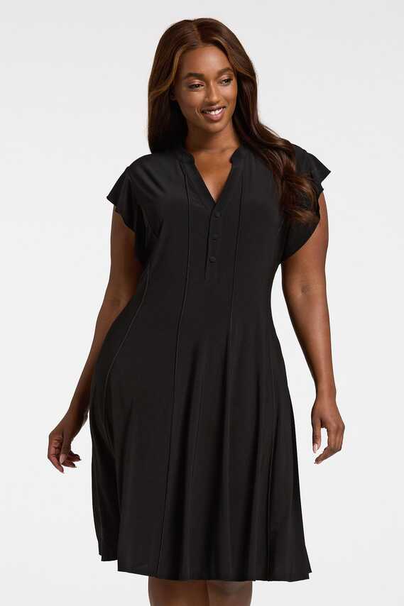 Cato Fashions | Cato Plus Size Solid Flutter Sleeve Black Dress