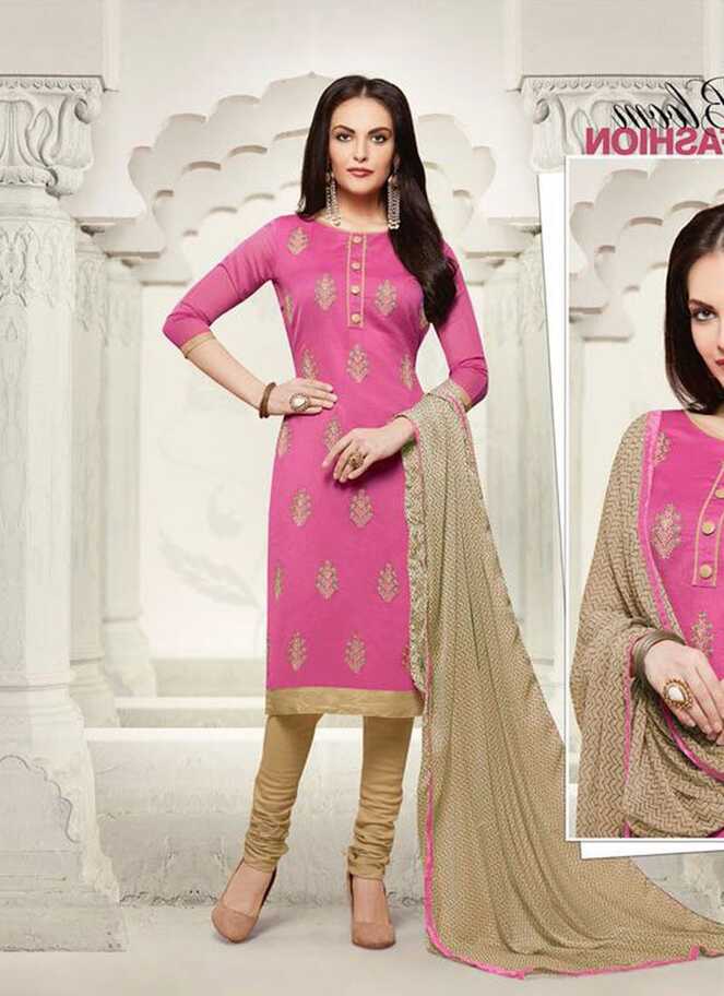 Chanderi Pink Simple Salwar Kameez at Rs 696 | Chanderi Salwar ...