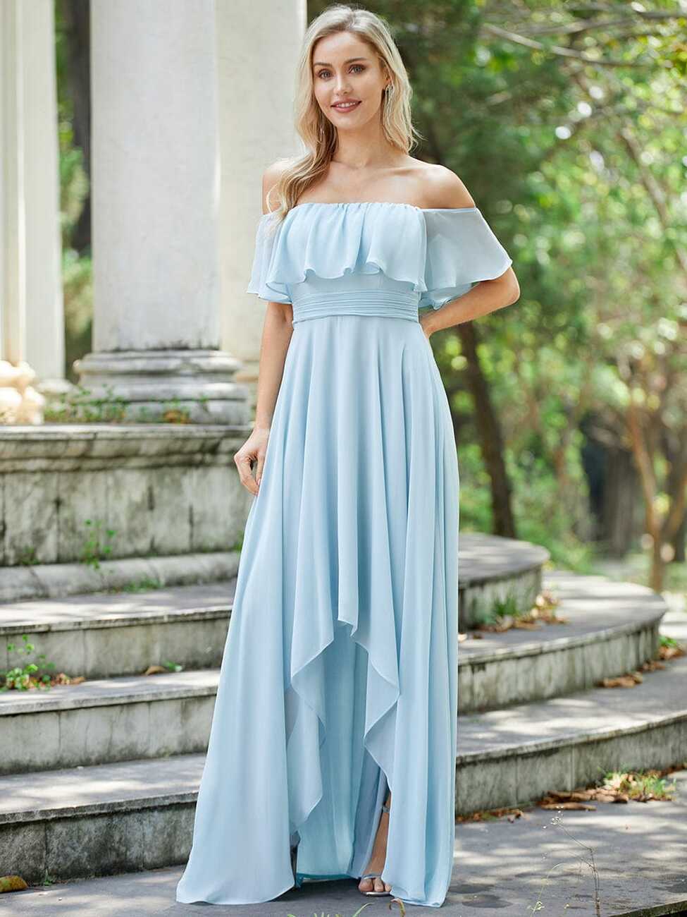 Charming Off-Shoulder Asymmetrical Bridesmaid Dress - Ever-Pretty US