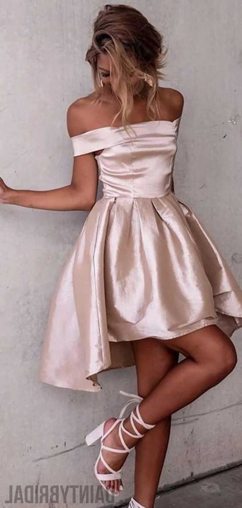 Charming Off-shoulder Satin Short Dresses,Homecoming Dresses.DB10116